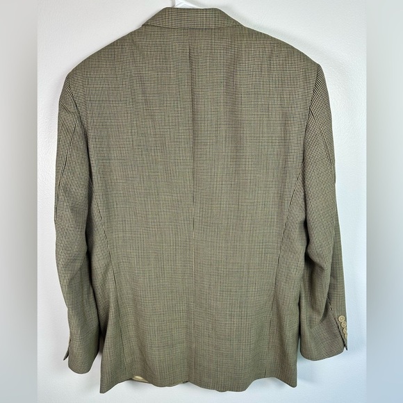 Oscar de la Renta Houndstooth Blazer Suit Coat in Tan and Blue Vintage size 44 - Picture 7 of 9